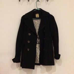 Fossil Black Pea Coat with Funky Lining